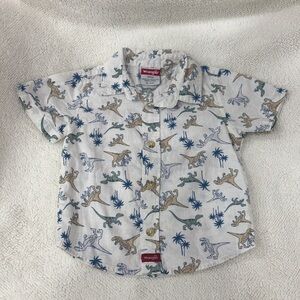 Wrangler Kids Dinosaur Print Button Down Shirt - White